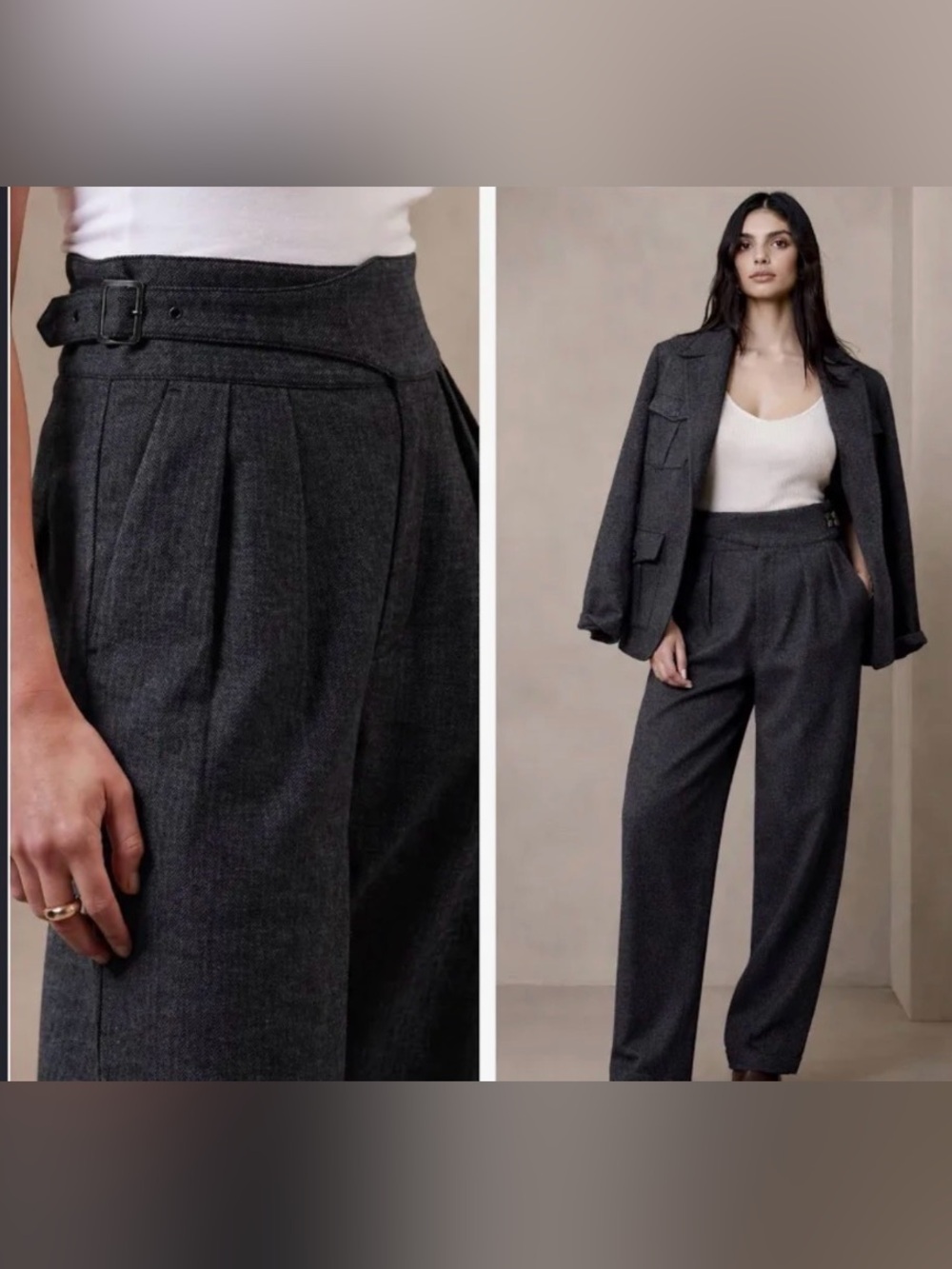 NWT Banana Republic Charcoal Gray Herringbone Seafarer pants size 6